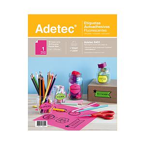 ETIQUETA LASER INK-JET ADETEC CARTA FUCSIA FLUOR 216x279mm 15Hjs