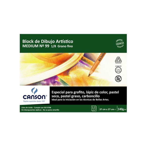 BLOCK DE DIBUJO CANSON MEDIUM 99 1/8 140gr 12hjs