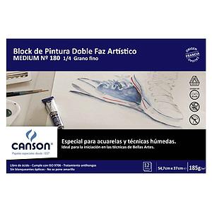 BLOCK DE PINTURA DOBLE FAZ CANSON MEDIUM 180 1/4 185gr