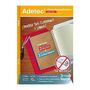 FORRO AUTOADHESIVO ADETEC PARA CUADERNOS ROJO 5Hjs 50x37,5cms ( DESC. )