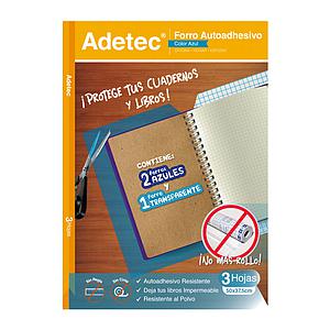 FORRO AUTOADHESIVO ADETEC PARA CUADERNOS AZUL 5Hjs 50x37,5cms ( DESC. )