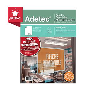 PAPEL ESPECIAL INKJET/LASER ADETEC AFICHE REMOVIBLE CARTA 10hjs