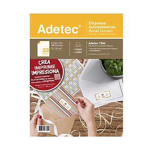 ETIQUETA LASER INK-JET ADETEC BORDE DORADA 70x25mm 5hjs