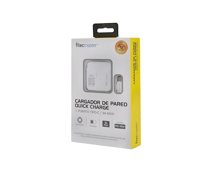 CARGADOR DE CELULAR TECMASTER CARGA RAPIDA LIGHTNING TM-200515-WH