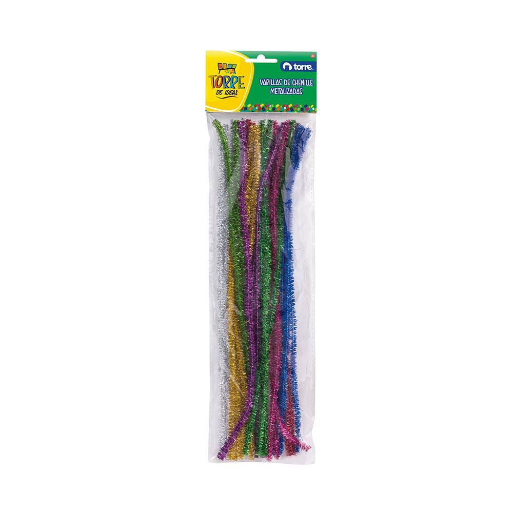 VARILLAS DE CHENILLE METALIZADAS TORRE  25 unidades