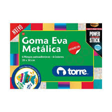 ESTUCHE TORRE GOMA EVA METALICA 6 PLIEGOS AUTOADHESIVOS 6 Col 20x30Cms