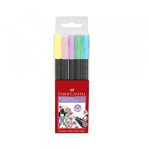 MARCADOR GRIP PASTEL PUNTA FINA FABER 5 COLORES 