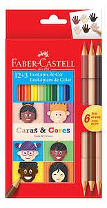 LAPICES DE COLORES FABER 12 COLORES CARAS + 3 COLORES TONOS PIEL
