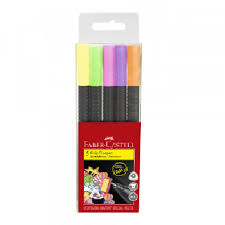 MARCADOR GRIP NEON PUNTA FINA FABER 5 COLORES 