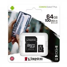 TARJETA DE MEMORIA MICRO SDXC PORTATIL KINGSTON CANVAS 64GB 100/MB/S