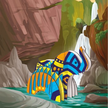 PUZZLE DIDACTICO CARIOCA ELEFANTE Y 18 PLUMONES 5+A