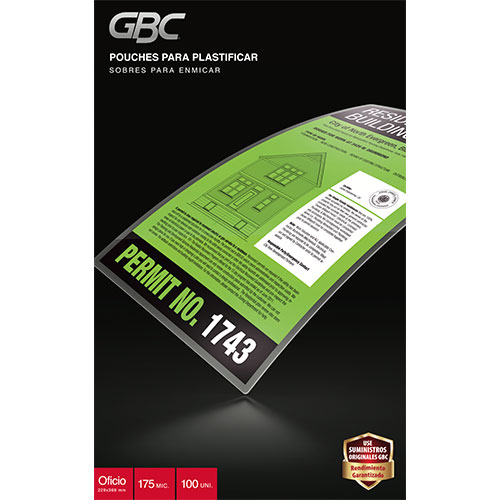 CAJA TERMOLAMINADO IBICO ACCO BRANDS OFICIO 229x368mm 175MIC. 100UNID