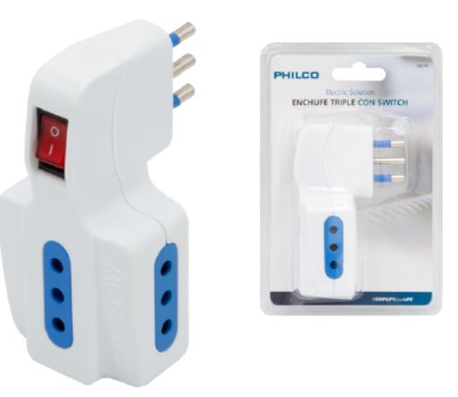 ENCHUFE CUADRUPLE PHILCO CON SWITCH  250V-10A