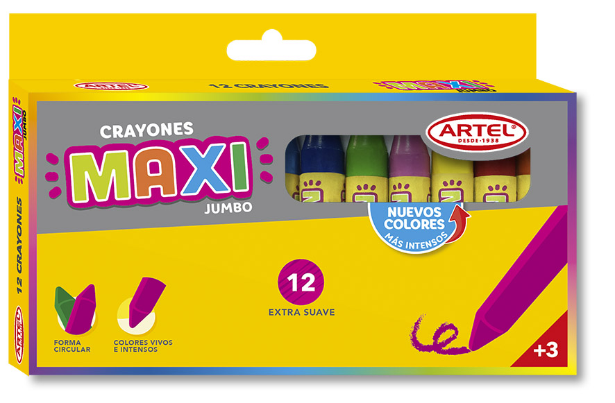 CRAYONES DE CERA ARTEL MAXI 12 COLORES
