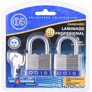 CANDADO LAMINADO ODIS X2UNID. LLAVES IGUALES 40mm.