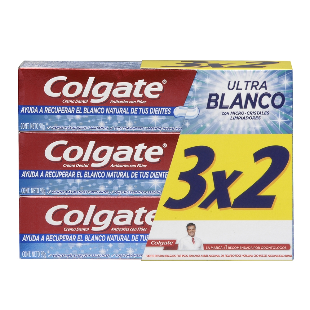 PACK PASTA DENTAL COLGATE ULTRA BLANCO 3X90GRS.