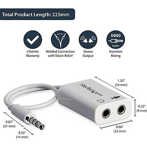 ADAPTADOR MINI JACK A  2 3.5MM STATRECH MUYHSMFFADW