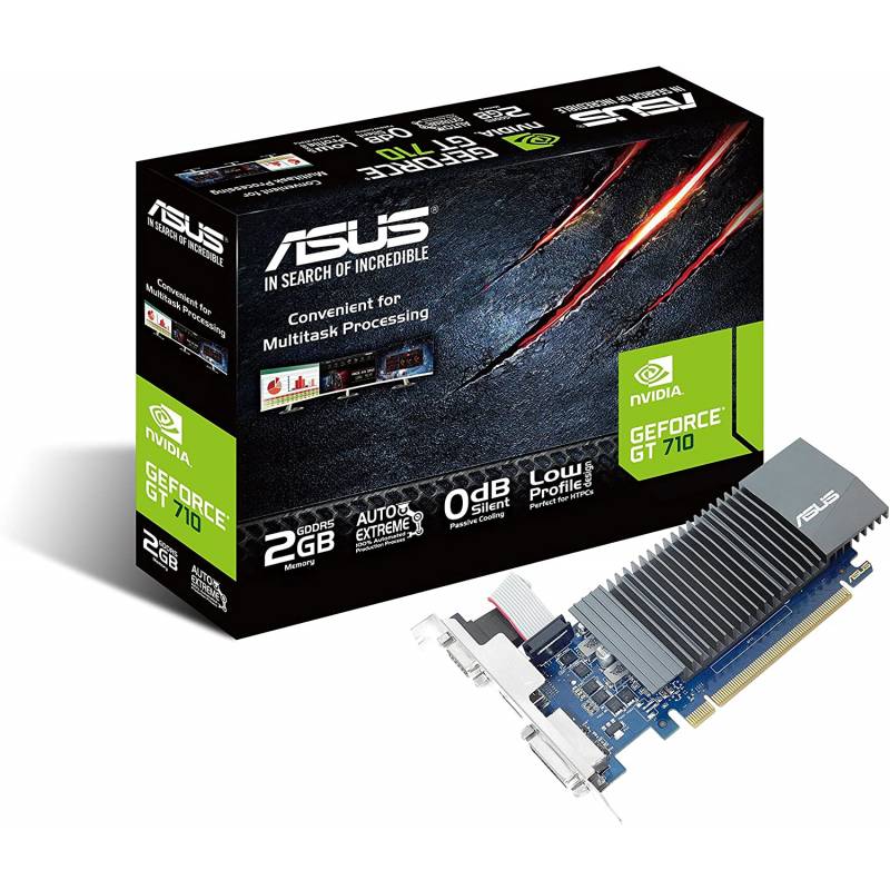 TARJETA DE VIDEO ASUS GEFORCE GT710-SL-2GB DDR3 PCI-E 2.0 DIRECTX 12 VGA/HDMI/DVI-D