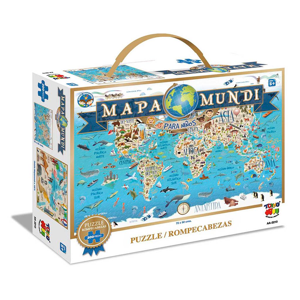 PUZZLE 200 PIEZAS MAPAMUNDI 5+ 75X50CM (AA-2210)