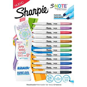 DESTACADORES SHARPIE BISELADOS SNOTE 24 COLORES (2133101)
