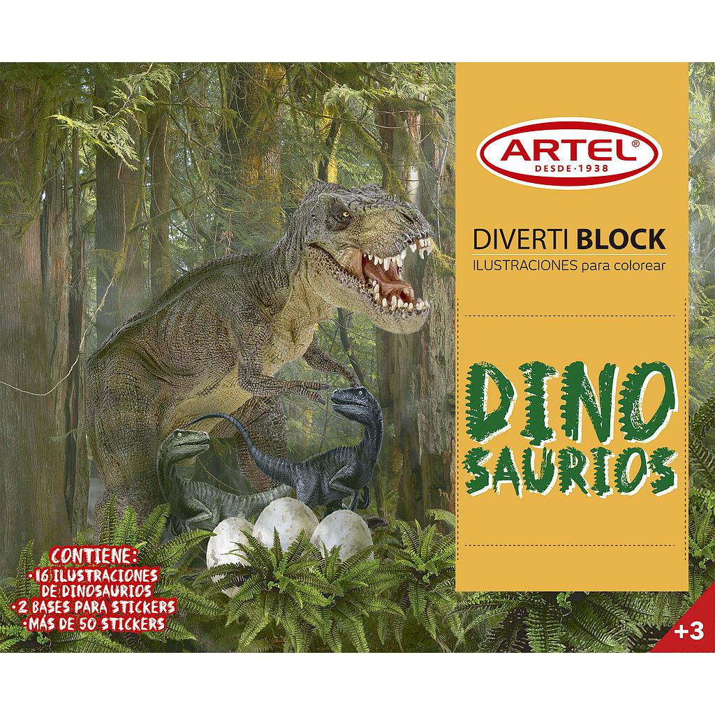 DIVERTIBLOCK ARTEL DINOSAURIO PARA COLOREAR +3 