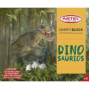 DIVERTIBLOCK ARTEL DINOSAURIO PARA COLOREAR +3 