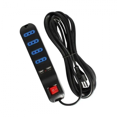 ALARGADOR MULTIPLE PHILCO 4 ENCHUFES 2 USB 1.5MTS NEGRO XT41
