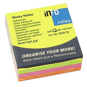 NOTAS ADHESIVAS MEMO STICK INFO 50 X 50 MM. COLORES 240 HJS.