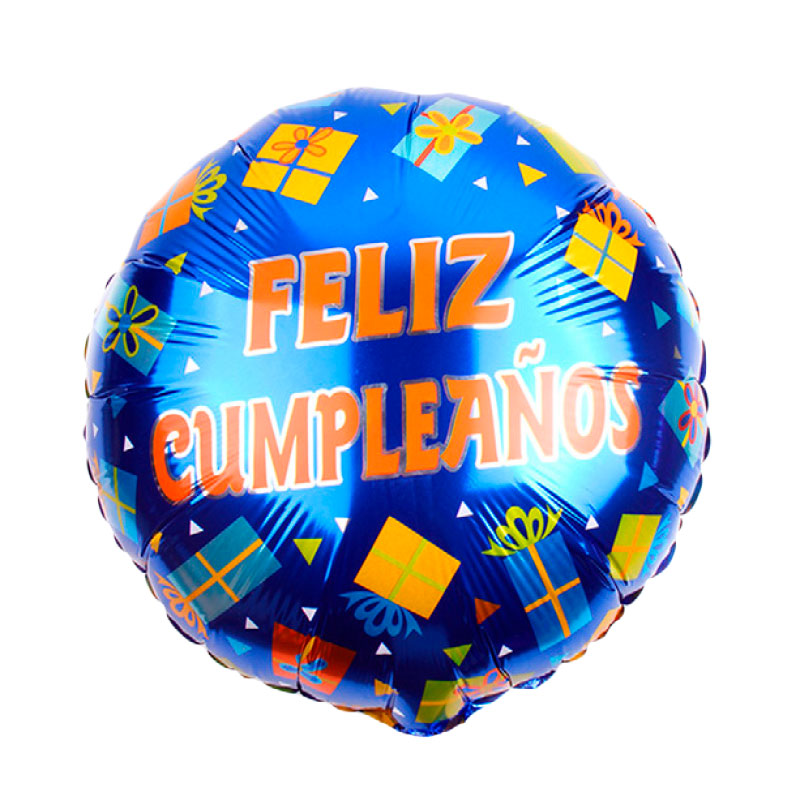 GLOBO GLAM LISO N° 18 ROMBOS "FELIZ CUMPLEAÑOS" AZUL 1Unid. 
