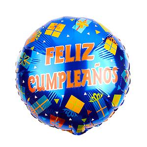 GLOBO GLAM LISO N° 18 ROMBOS "FELIZ CUMPLEAÑOS" AZUL 1Unid. 