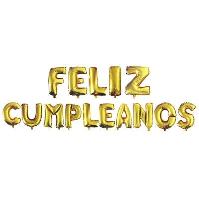 GLOBO GLAM LETRAS 40CM.DORADAS "FELIZ CUMPLEAÑOS" 1Unid.