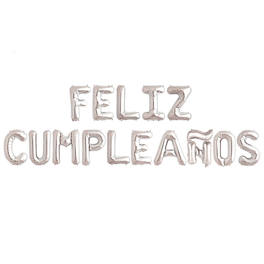 GLOBO GLAM LETRAS 40CM.PLATEADAS "FELIZ CUMPLEAÑOS" 1Unid.