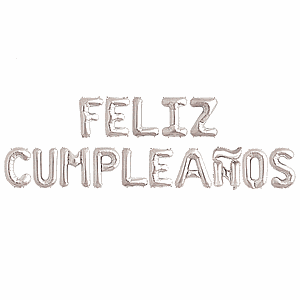 GLOBO GLAM LETRAS 40CM.PLATEADAS "FELIZ CUMPLEAÑOS" 1Unid.