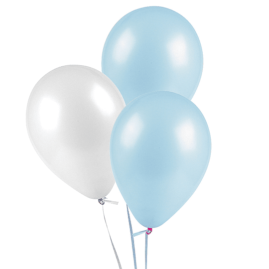 GLOBO GLAM LISO N° 12 CELESTE/BLANCO 25 UNID.