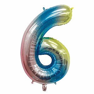 GLOBO GLAM NUMERO 6 TORNASOL METALIZADO 81CMS. 1UNID.