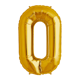 GLOBO GLAM NUMERO 0 DORADO METALIZADO 81CMS. 1UNID.