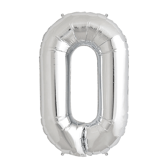 GLOBO GLAM NUMERO 0 PLATEADO METALIZADO 81CMS. 1UNID.