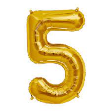 GLOBO GLAM NUMERO 5 DORADO METALIZADO 80CMS. 1UNID.