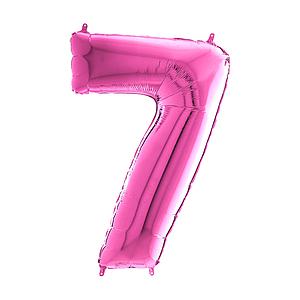 GLOBO GLAM NUMERO 7 FUCSIA METALIZADO 80CMS. 1UNID.