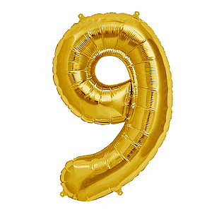 GLOBO GLAM NUMERO 9 DORADO METALIZADO 80CMS. 1UNID.