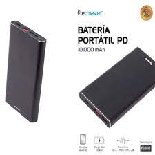 POWER BANK TECMASTER 10.000mAh 2 USB 1 USB C CARGA RAPIDA TM-200518