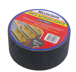 CINTA SELLOCINTA ANTIDESLIZANTE  5OMM X 5 MTS. COLOR NEGRO