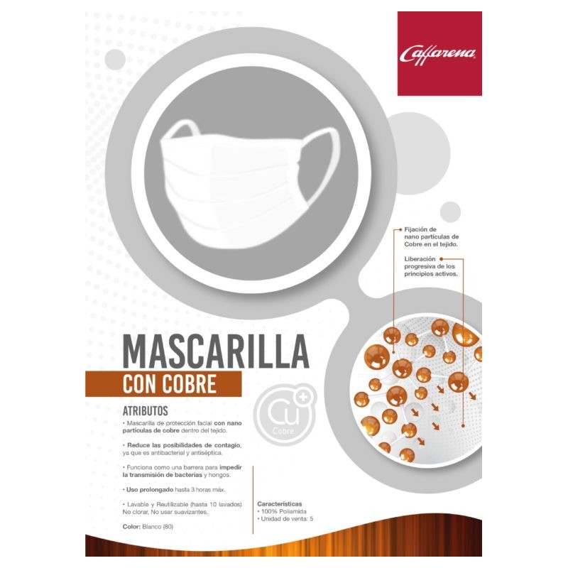 MASCARILLA CON COBRE CAFFARENA BLANCA 2UNID.