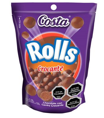 CHOCOLATE COSTA  ROLLS CROCANTE 160 GRS.
