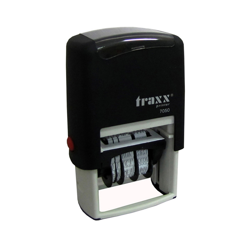 TIMBRE AUTOMATICO TRAXX CON FECHADOR ( 7050 ) 26 x 42 mm NEGRO 