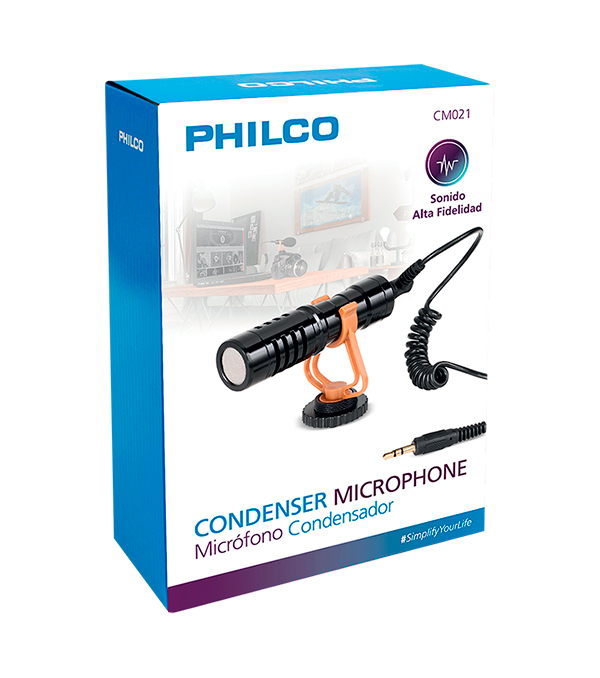MICROFONO CONSENSADOR TIPO BALA PHILCO PARA PC/CAMARA/TELEFONO CM021