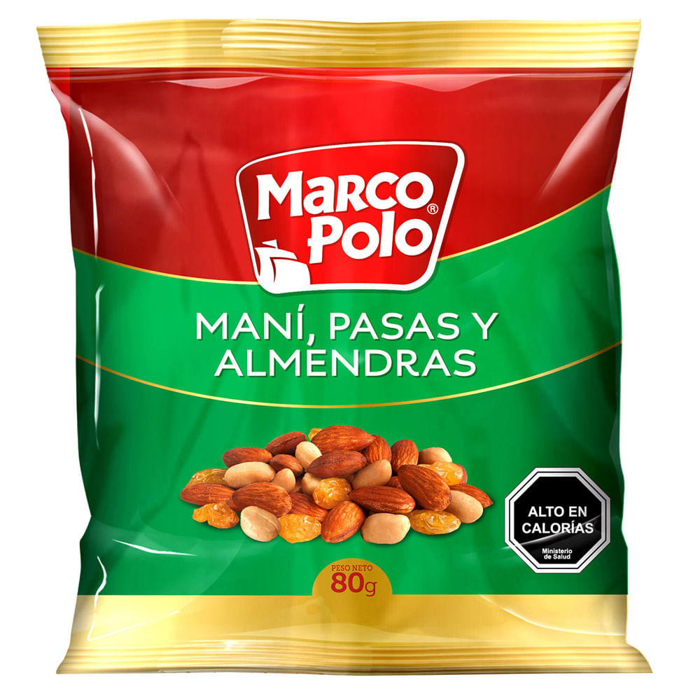 NUTS MANI - PASAS - ALMENDRAS MARCO POLO 80 GRS.