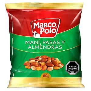 NUTS MANI - PASAS - ALMENDRAS MARCO POLO 80 GRS.