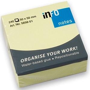 NOTAS ADHESIVAS MEMO STICK INFO 50 X 50 MM. AMARILLO 240 HJS. ( CH )