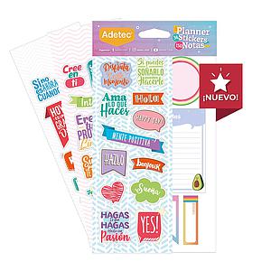 BLOCK DE FIGURAS CON ADHESIVO Y NOTAS ADETEC PLANNER Y FRACES MOTIVACIONALES